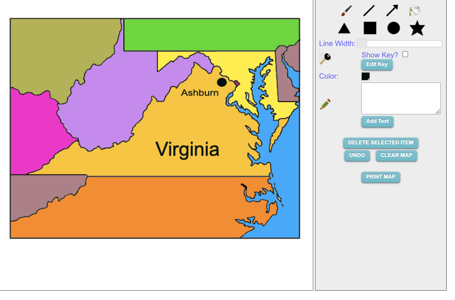 Make your Own Virginia Map Online
